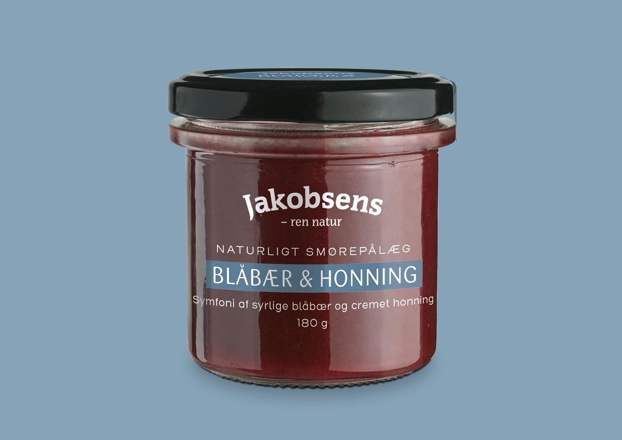 emballagedesign case Jakobsens blåbær og honning