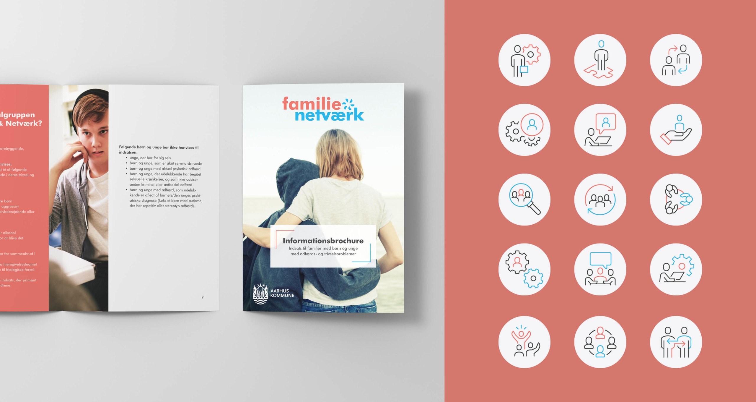 Familie Netværk visuel identitet folder ikoner