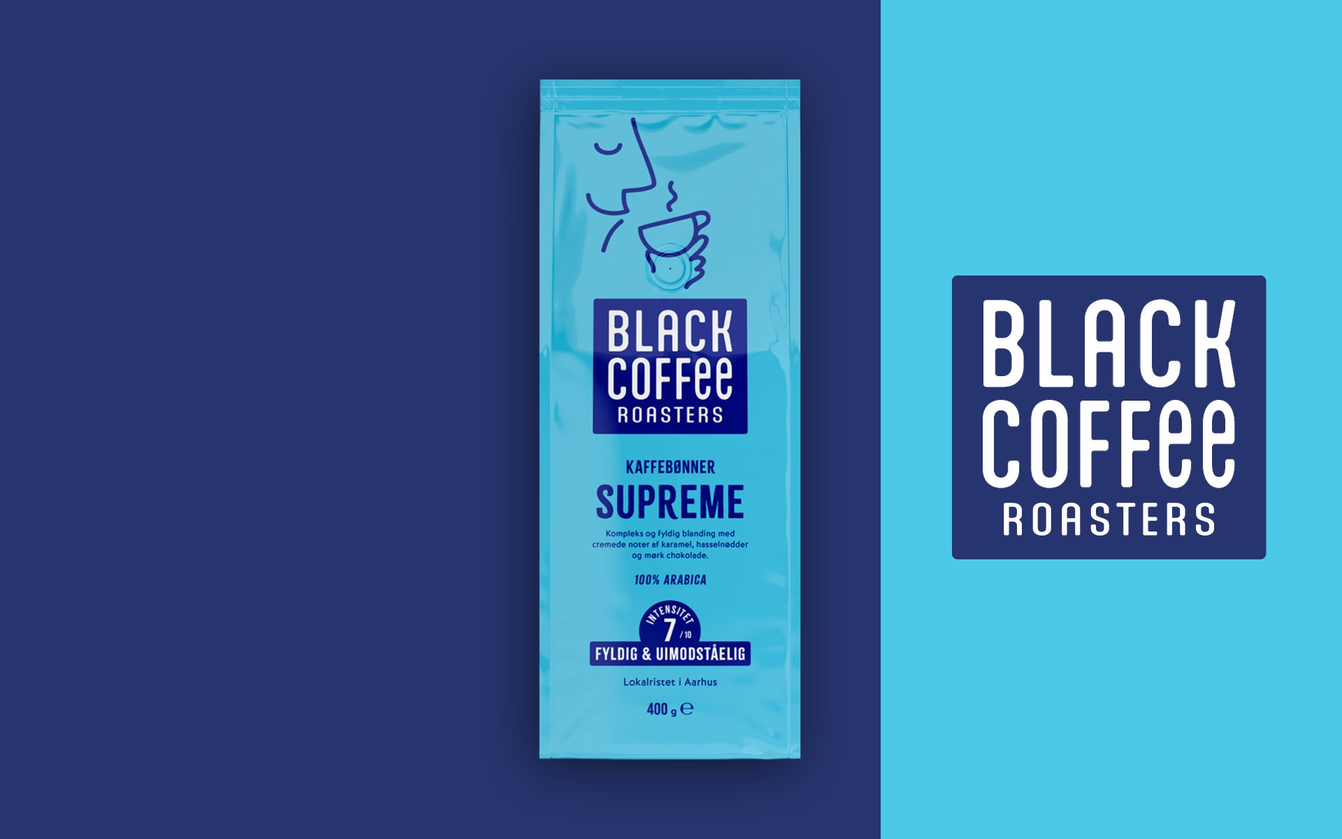 Black Coffee Roasters Supreme emballagedesign efter