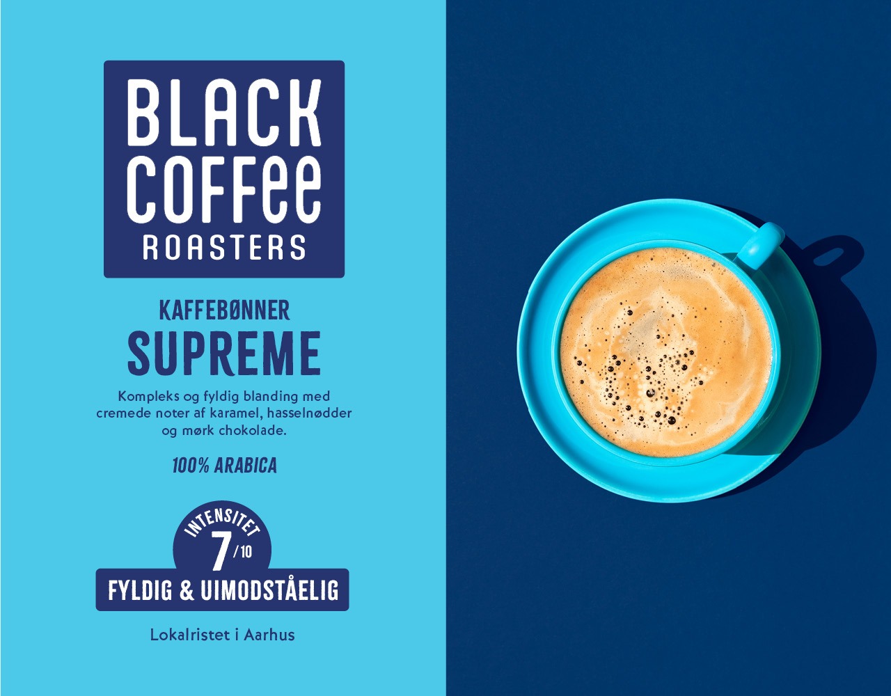 Black Coffee Roasters Supreme emballagedesign hele kaffebønner